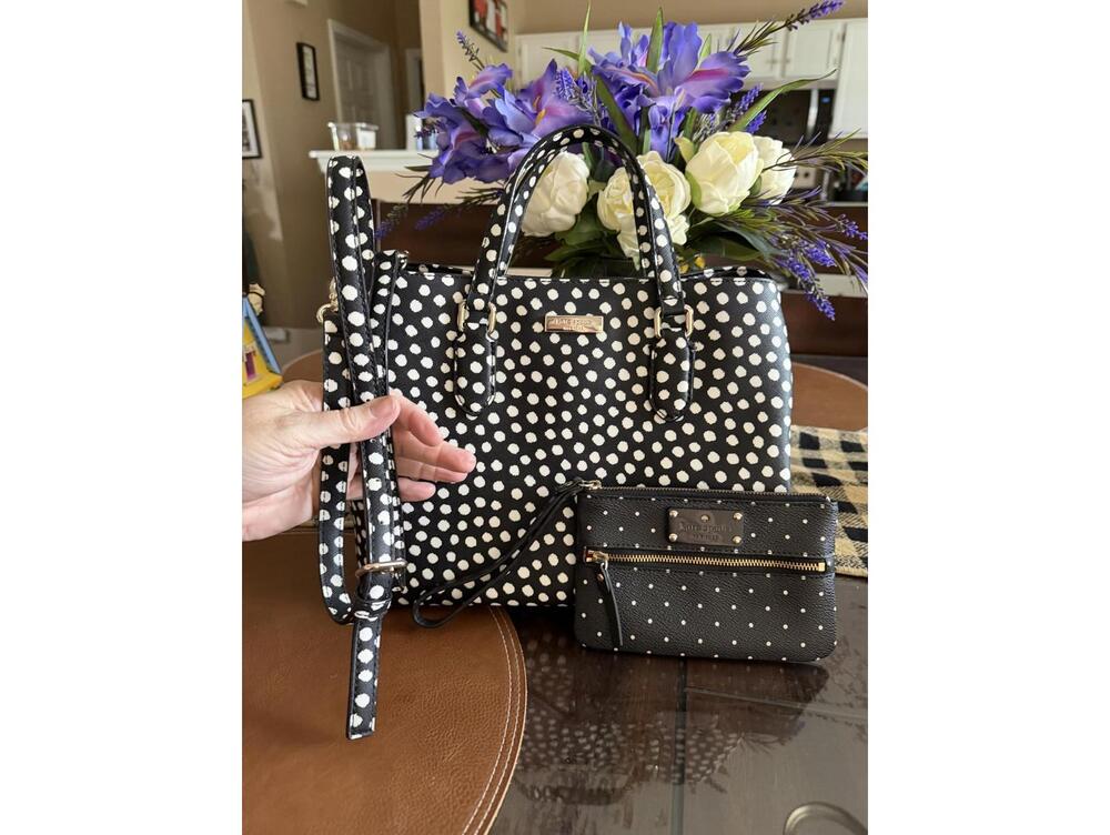 Kate Spade Black and White Polka Dot Satchel 2way with Wristlet